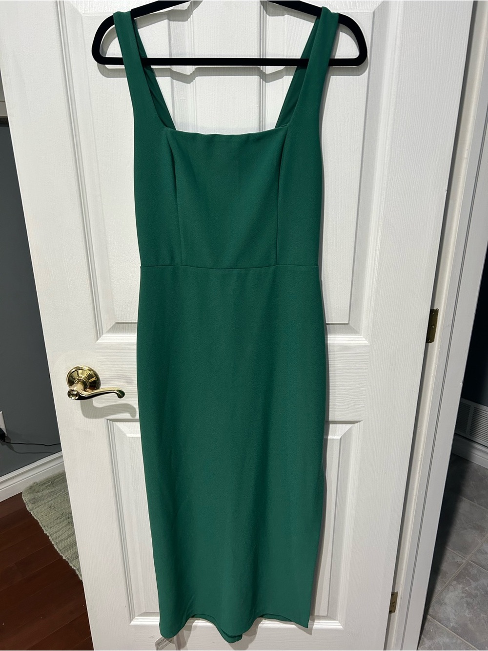 Abercrombie & Fitch Forest Green Square Neck Midi Dress